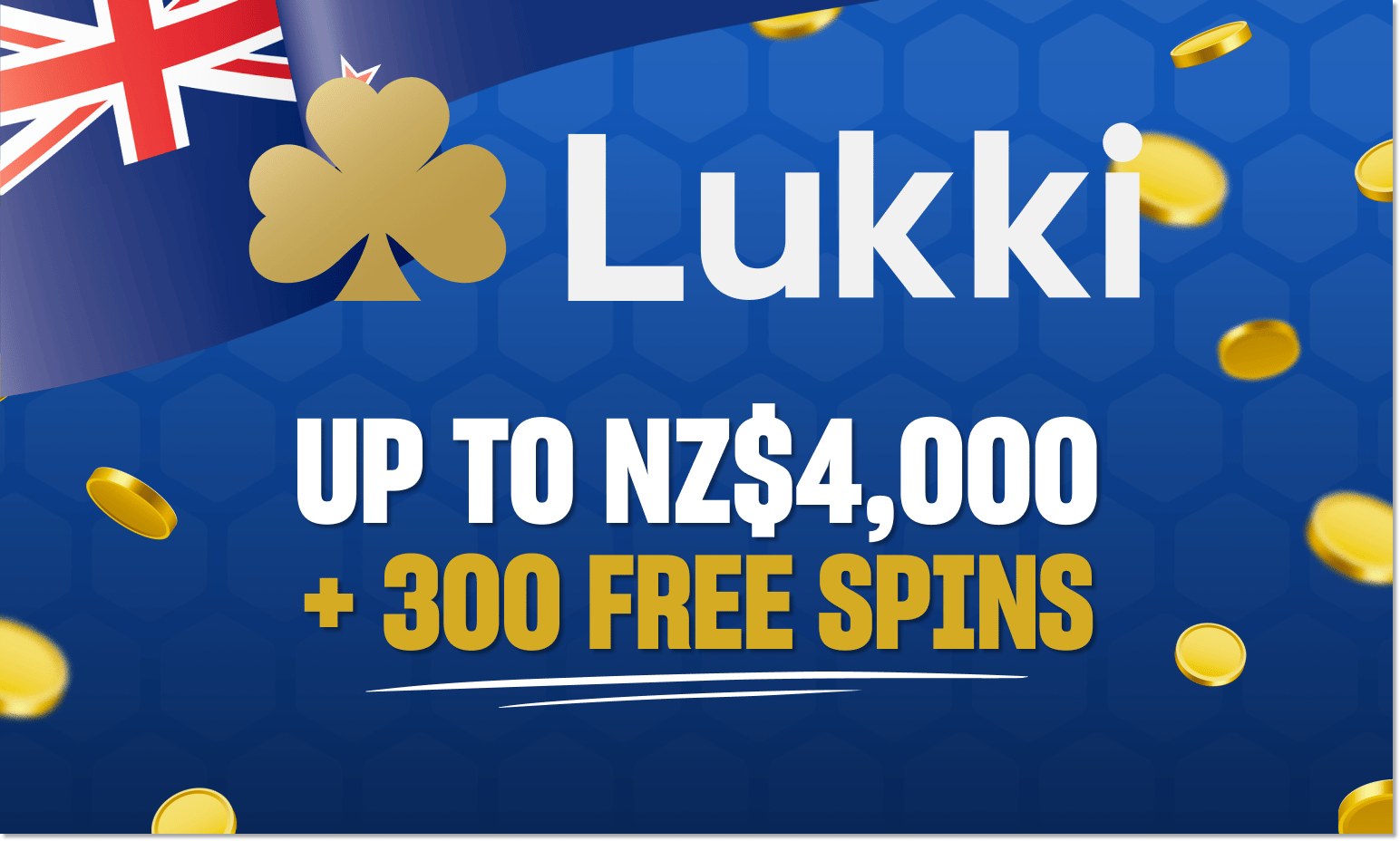 Lukki Casino gives new players up to 4000 NZD and 300 free spins