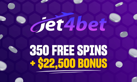 jet4bet 350 free spins + $22,500 bonus