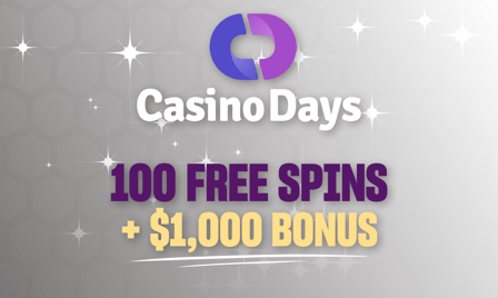 casino days 100 free spins + $1,000 bonus
