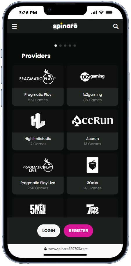 Slot game providers at Spinaro Casino