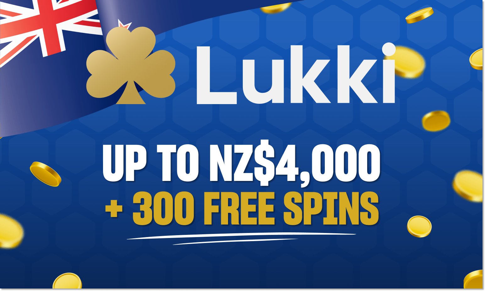 Lukki Casino gives new players up to 4000 NZD and 300 free spins